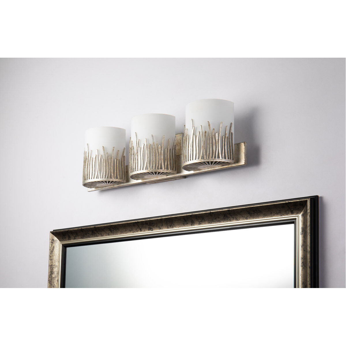 Sawgrass 3 Light 24 inch Silver Bath Light Wall Light in Silver Leaf with Antique